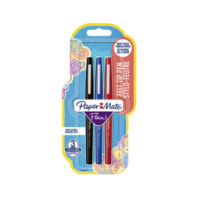Papermate Flair viltstift Medium Zwart, Blauw, Rood 3 stuk(s)