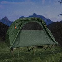 4-in-1 Kampeertentenset voor 2 Personen met Hoes en Matras 194 x 146 x 160 cm Groen - thumbnail