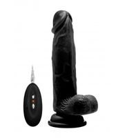 Vibrating Realistic Cock - 8" - With Scrotum - Black