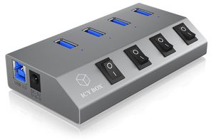 ICY BOX IB-HUB1405 USB 3.2 Gen 1 (3.1 Gen 1) Type-B 5000 Mbit/s Antraciet