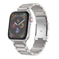By Qubix - Titanium schakelband - Zilver - Compatible met Apple watch 38mm / 40mm / 41mm / 42mm - Compatible Apple watch bandjes