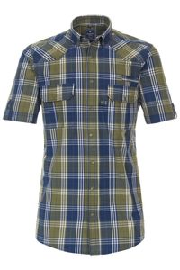 Redmond Casual Regular Fit Overhemd Korte mouw blauw/groen