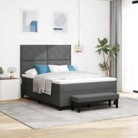 vidaXL Boxspring Bed met Matras & Bank Donkergrijs 160x200 cm Stof