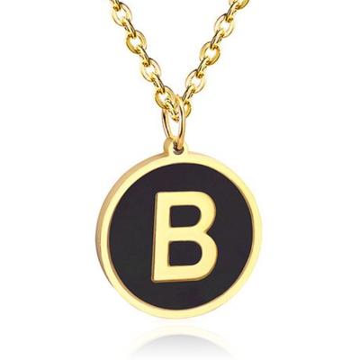Goudkleurige Dames Schakelketting met Zwarte Kettinghanger Letter B Goudkleurige Dames Schakelketting met Zwarte Kettinghanger Letter B