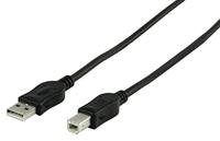 Renkforce USB-kabel USB 2.0 USB-A stekker, USB-B stekker 1.80 m Zwart Stekker past op beide manieren, Vergulde steekcon