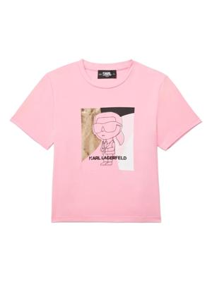 Karl Lagerfeld Kids T-shirt met print en jersey textuur - Roze