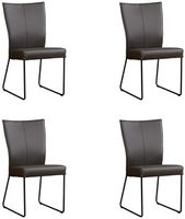 Set van 4 Donkergrijze leren industriële eetkamerstoelen Mate - Toledo Leer Antracite (donkergrijs leer)