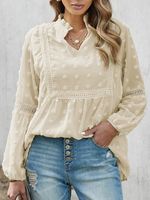 V Neck Loose Plain Casual Shirt - thumbnail