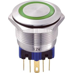 TRU COMPONENTS 701977 GQ22-11E/G/12V Vandalismebestendige druktoets 250 V/AC 5 A 1x aan/(aan) Moment Groen IP65 1 stuk(s)