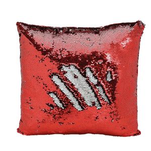 Kussen rood metallic met pailletten 40 x 40 cm