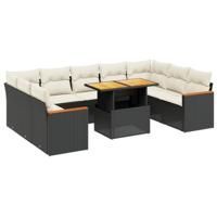 vidaXL 10-delige Loungeset met kussens poly rattan zwart, tuinset, tuinmeubel, terrasset, tuinbank, terrasmeubel, loungebank, loungeset tuin