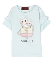 Aigner Kids t-shirt à imprimé graphique - Bleu