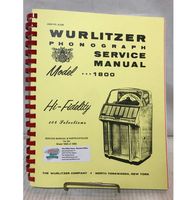 Wurlitzer 1800 Jukebox Service Manual - thumbnail