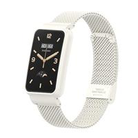 By Qubix - Milanese bandje met case - Wit - Xiaomi Smart band 7 Pro