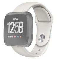 By Qubix - Compatible met Fitbit Versa 1/2 & Lite siliconen bandje - Maat: Small - Ecru - Compatible fitbit bandje