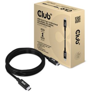 Club 3D USB4 Gen3x2 Type-C Bi-Directional kabel, 2 meter kabel 8K60Hz, Data 40Gbps, PD 240W(48V/5A) EPR