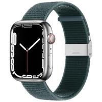 By Qubix - Nylon bandje met klemsluiting - Donkergroen - Compatible met Apple Watch 44mm / 45mm / 46mm / 49mm - Compatible Apple watch bandjes