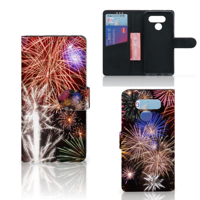 LG Q60 Wallet Case met Pasjes Vuurwerk