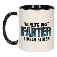 Vaderdag cadeau mok - zwart/wit - 300 ml - worlds best farter - Cadeau mokken