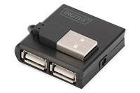 DIGITUS USB-hub - 4 poorten - High-speed USB 2.0-480 MBit/s - Compacte behuizing - USB-voeding - Zwart