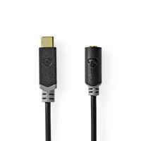 USB-C© Adapter | USB 2.0 | USB-C© Male | 3,5 mm Female | 1.00 m | Rond | Verguld | PVC | Zwart | - thumbnail