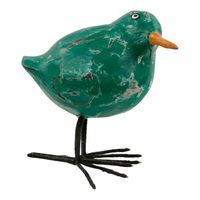 Beeldje Ronde Houten Vogel - Groen