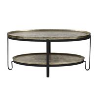 PTMD Mauro Ovale Salontafel - 96 x 58 x 44 cm - Aluminium/Ijzer - Zwart
