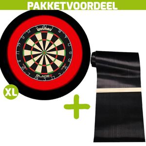 Winmau Blade 6 +  Dartmat 90*300 incl oche + Dartbordverlichting Deluxe XL Rood - Zwart