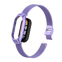 By Qubix - Milanese bandje met case - Lila - Xiaomi Smart Band 8 & 9