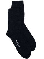 N.Peal chaussettes en cachemire à logo imprimé - Bleu