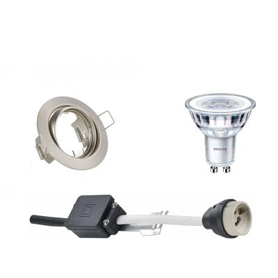 Philips - Led Spot Set - Corepro 827 36d - Gu10 Fitting - Inbouw Rond - Mat Nikkel - 3.5w - Warm Wit 2700k - Kantelbaar