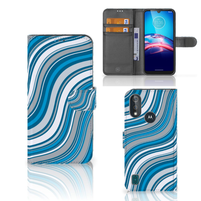 Bookcase Moto E6s Telefoon Hoesje Waves Blue