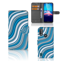 Bookcase Moto E6s Telefoon Hoesje Waves Blue