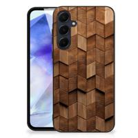 Houten Print Telefoonhoesje voor Samsung Galaxy A55 Wooden Cubes