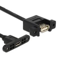 Delock Kabel USB 2.0 Micro-B aansluiting voor inbouw > USB 2.0 A bus voor inbouw 0,25 m, zwart