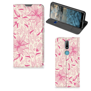 Nokia 2.4 Smart Cover Pink Flowers