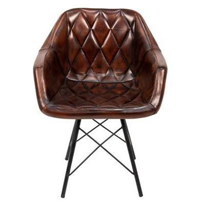 Clayre & Eef Eetkamerstoel met Armleuning 46x61x85 cm Bruin Leder