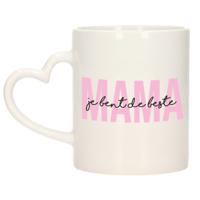 Cadeau koffie/thee mok voor mama - roze - hartjes oor - keramiek - 300 ml - Moederdag - thumbnail