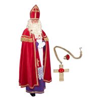 Sinterklaas kostuum - inclusief ring en kruis ketting met rode steen