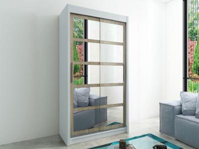 Kast ROMELU 2 schuifdeuren 100 cm wit/sonoma