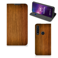 Motorola One Macro Book Wallet Case Donker Hout