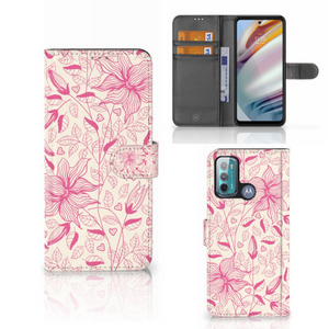 Motorola Moto G60 Hoesje Pink Flowers