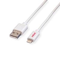 ROLINE USB 2.0 sync & charge kabel met Lightning connector, wit, 1,8 m