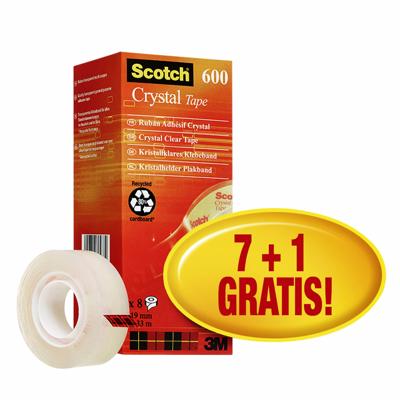 Plakband Scotch Crystal 600 19 mm x 33 m 7+1 gratis Plakband Scotch Crystal 600 19 mm x 33 m 7+1 gratis