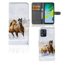 Motorola Moto E13 4G Telefoonhoesje met Pasjes Paarden - thumbnail