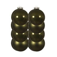 16x stuks kunststof kerstballen mos groen 10 cm glans/mat