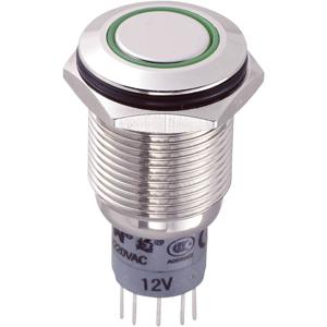 TRU COMPONENTS 701792 LAS2GQF-22E/G/12V/N/P Vandalismebestendige druktoets 250 V/AC 3 A 2x aan/(aan) Moment Groen 1 stuk(s)