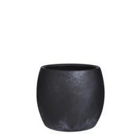 Edelman Lester plantenpot, rond, zwarte steen - H 18 x D 20 cm
