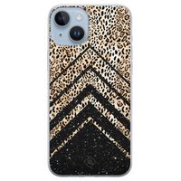 iPhone 14 Plus siliconen hoesje - Chevron luipaard