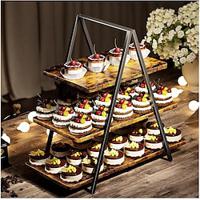 Cupcakestandaard/hout 3-laags dessertstandaard/desserttafeldisplayset/cupcakestandaard voor 50 cupcakes/geschikt voor thuisfeestjes Lightinthebox